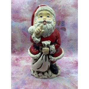 VINTAGE CERAMIC SANTA CLAUS HOLDING A BAG 8" FIGURINE JAPAN